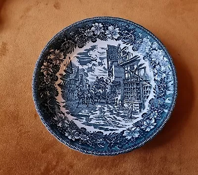 1960s ROYAL TUDOR WARE COACHING TAVERN 1828 DISH Blue & White 19cm X 3.5cm • £10