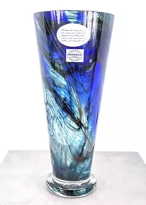 Makora Krosno Murano Style Hand Blown Streaked Glass Vase 12.7  Tall Poland Made • $103.50