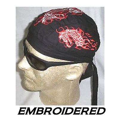 EMBROIDERED SEA SERPENT Monster Dragon FITTED Tied Bandana Skull Head DO Doo Rag • $8.99
