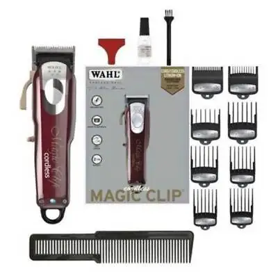 WAHL MAGIC 8148 CLIP Professional 5-Star Cordless Clipper W/ 8 GUARDS Set • £46.98