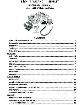 $25.85 • Buy B&M Weiand Supercharger Install Manual 142 144 162 175 SBC BBC Big Small Chevy