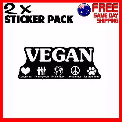 2 X Stickers Vegan For The People Planet Animals Food Car Bumper Funny Sticker • $4.95