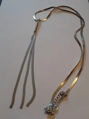 Lovely Retro Long Flat Silver Tone Chain Fringed Necklace?   30 +3  • £0.99