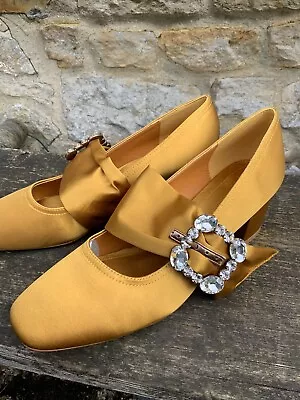 Miss L Fire Gold Satin Vintage Deco Shoes 40 • £85