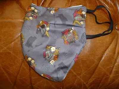 £4.50 • Buy Horse Head Face Mask Washable Cotton Grey Handmade Tack Pony Riding Trekking 