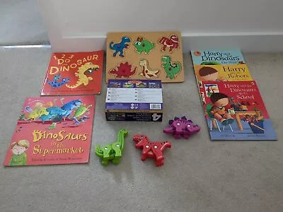 Melissa Doug Dinosaur Puzzle Set/J'adore 3 Piece Dinosaur Set Peg Puzzle & Books • £7.99