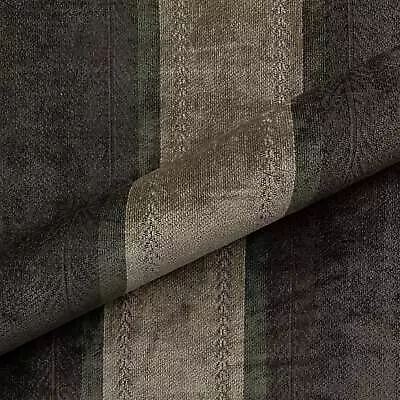 Loden Rustic Striped Velvet Upholstery Fabric 57  • $15.99