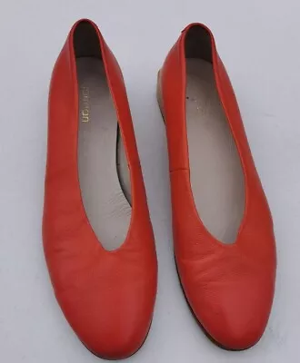 Gorman Sz 41 Or 10 Flame Red Orange Leather Wooden Clog Slip On Shoe • $59