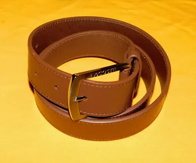 Men's Lacoste Light Brown Genuine Leather Belt Size 36-38 . • $39.99