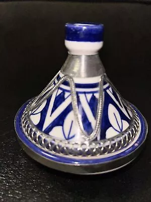 $12 • Buy Moroccan Miniature Tajine Terracotta Mini Tagine With Metal Details 3.5” Tall