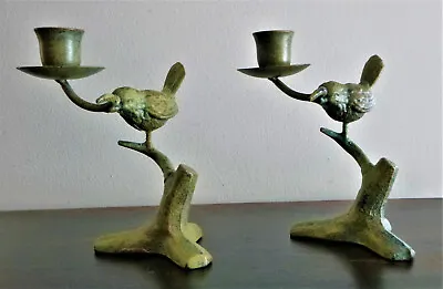 £7.74 • Buy Set Of 2 Metal Bird Candle Holders~ Verdigris Finish ~ Taper Candle~ 5-3/4  Tall