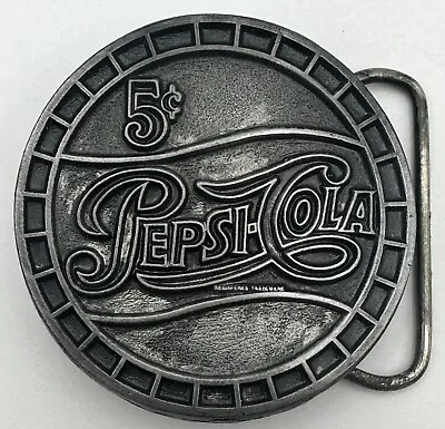 Vintage Pepsi Cola 5 Cents Round Belt Buckle Pewter Buckles America Bottle Cap • $102.49