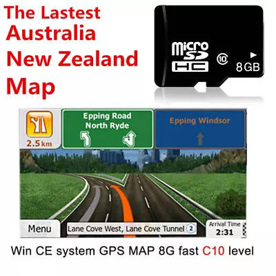 Latest 8GB GPS Maps Micro SD Card Australia New Zealand For WIN CE System Device • $38.03