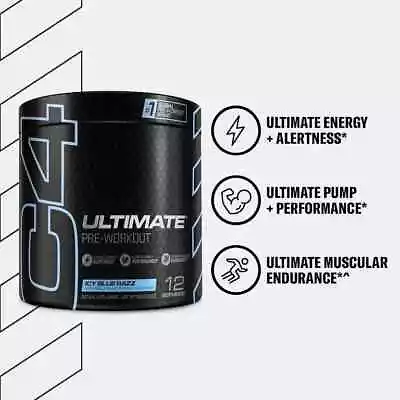 C4 Ultimate PreWorkout 12 Servings Icy Blue Razz • $12.95