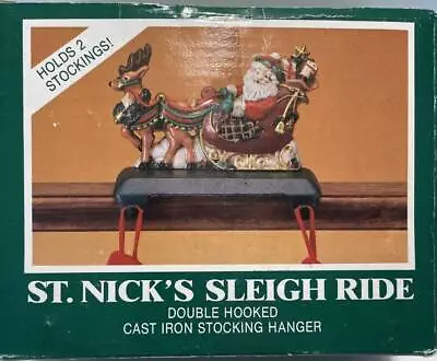 St Nick's Sleigh Ride 2 Hook Stocking Holder Hanger Cast Iron Midwest Of Cannon • $49.99