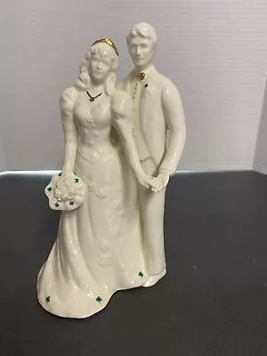 Vintage  Irish Bride And Groom Shamrock Accented  Figurine Or Cake Topper 9  • $25