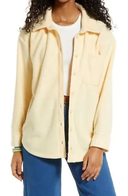 NWT Iets Frans… Cozy Fleece Work Shirt Shacket Stone Cement/Cream - Size: Small • £30.84