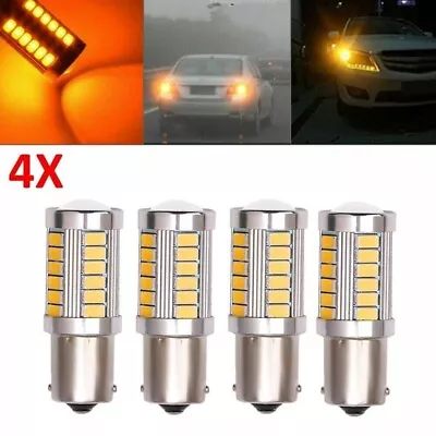 4x BAU15S PY21W 581 AMBER LED CANBUS TURN SIGNAL INDICATOR LIGHT BULBS ORANGE AU • £9.49