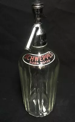 Vintage Schweppes Soda Syphon Glass Bottle With Red Logo • $49