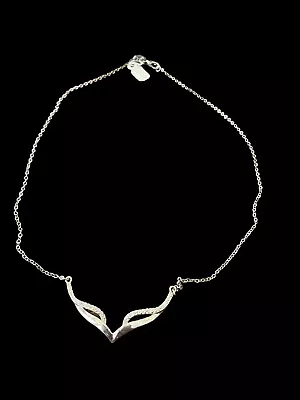 Sterling Silver Necklace With V Shape Dendant Gift Party Prom  • £7.50