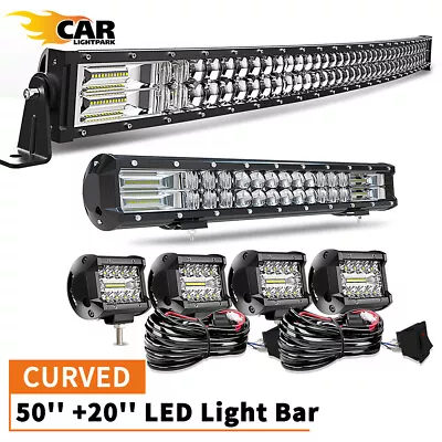 50'' Upper Windshield LED Bar Lights For Jeep Offroad Truck+4x4'' Work Cube Lamp • $129.88