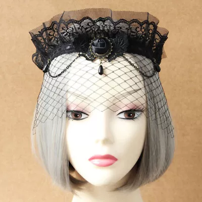 Lace Headwear Gothic Headpiece Forehead Headband Lace Veil Gothic Veil • $10.26