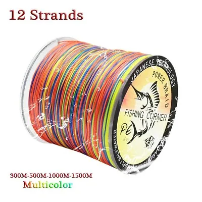 $46 • Buy 12 Strands Braided Fishing Line 500m 1000m 1500m 300m Super Strong Japan PE Wire