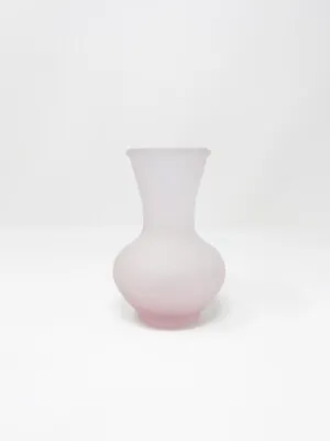 Viking Glass Bud Vase Satin Pink 5  Tall Sticker Undecorated Vintage 1980s USA • $17.49