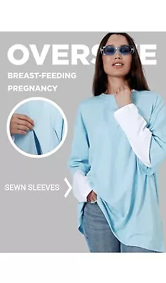 Womens Maternity Shirt Long Sleeved Pregnancy Clothes Side Split Nursing Shirt • $18.99