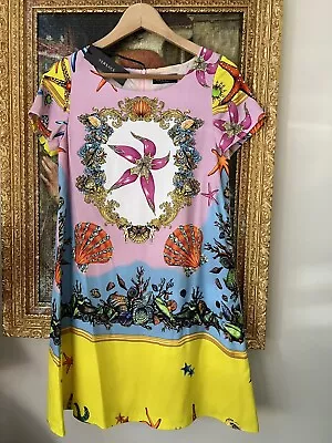 Versace Tresor De La Mer-print Pink & Yellow Mini Dress • $502.01