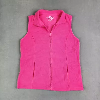 Made For Life Fleece Vest Womens Large Pink Pockets Sleeveless Front Zipper • $12.99