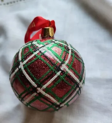 $18 • Buy Waterford PLAID GLITTER BALL Christmas Ornament 