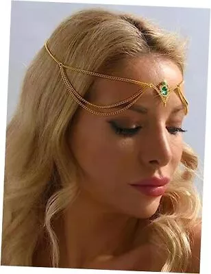 Head Chain Jewelry Crystal Forehead Hair Jewelry Bohemian Free Size Gold • $14.54