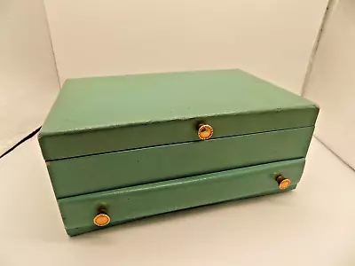 Vintage Lady Buxton Jewelry Box-Teal W/turquoise Lining-2 Tiers + Drawer-damaged • $18.50