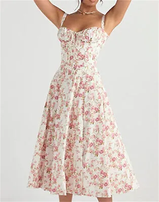 $28.49 • Buy Print Bustier Sundress, Women's Sexy Slit Long Printed Dress, Corset Dress AU