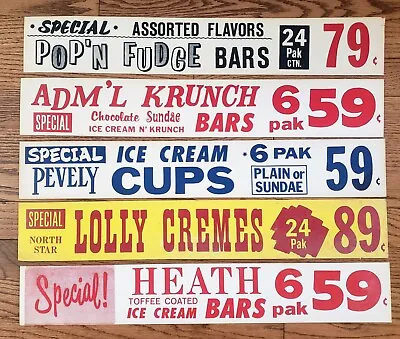 Vintage LOT ICE CREAM SIGNS Board Door Store Market Signs PEVELY DAIRY HEATH BAR • $59.99