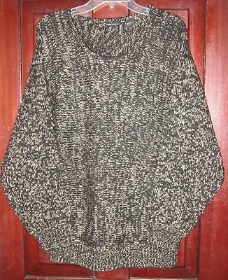 Moda International Size L Knit Sweater Top Pullover Black Gold Batwing Slouchy • $27.99