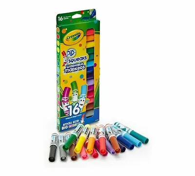 CRAYOLA 16 Coloured Pip-Squeaks Broad Line Washable Markers NEW Fast Delivery • £3.99