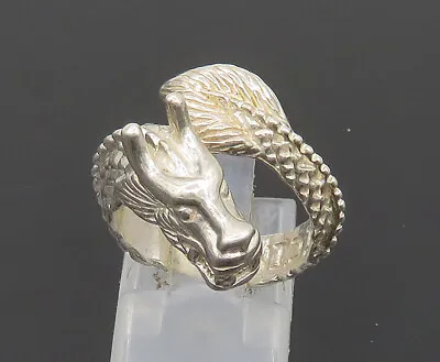 925 Sterling Silver - Vintage Shiny Coiled Dragon Wrap Band Ring Sz 7 - RG24166 • $58.12