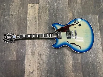 D’Angelico Premier DAPDCXTBBCS Hollow Body Blue Burst Electric Guitar. FREE S&H! • $449.89