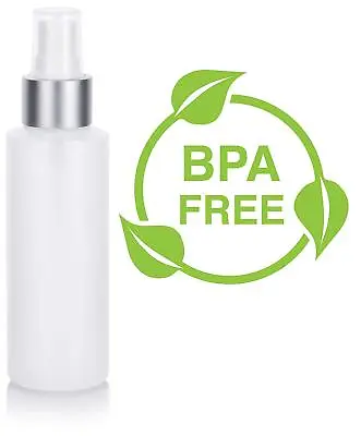 Natural Clear Plastic Squeeze Bottle With Silver Fine Mist Spray - 4 Oz / 120 Ml • $23.99