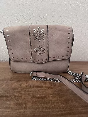 Rebecca Mink Off Small Suede Crossbody Silver Chain Studded Bag • $15