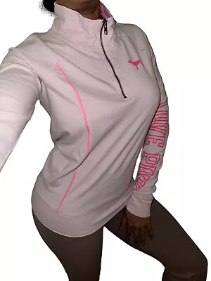 Victoria’s Secret Pink Yoga Sz S Half Zip Arm Logo Sweat Shirt Top Y2K • $9