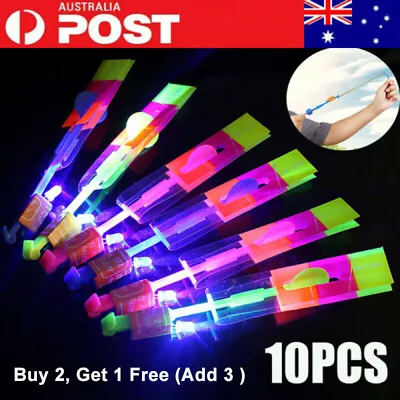 10x Glow Stick Shooter Flash LED Light Helicopter Rocket Flying Toy Kid Fun Game • $10.49