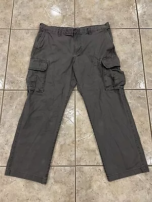 Mens 38X30 Sonoma Twill Cargo Pants Gray Grey Baggy Straight Leg 100% Cotton • $14.99