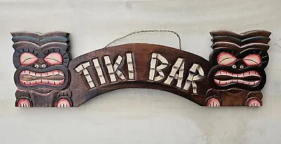 Wood Carved Tiki Bar Paradise Sign Hawaiian Home Decor Tropical  • $24.50