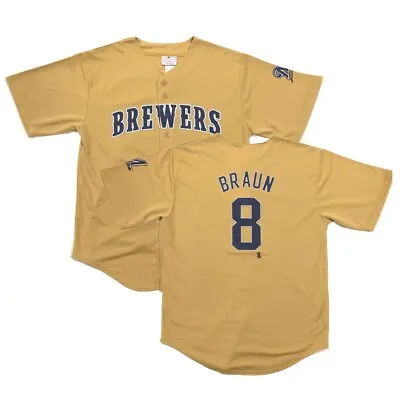 Ryan Braun MLB Milwaukee Brewers Button Down Gold Jersey Youth (S-XL) • $14.99