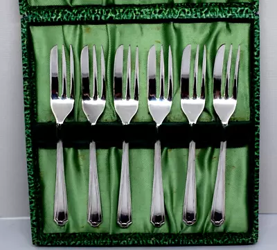 6 Vintage Art Deco Silver Plated Cake / Pastry Forks • $26