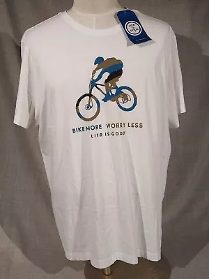 Life Is Good Bike More Worry Less Mountain Bike White Cotton T-Shirt Size XXXL • $12.25