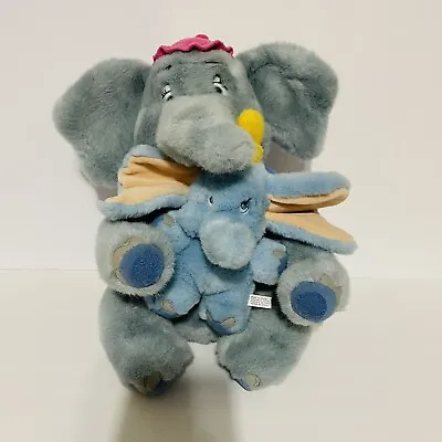 Disney Store Mrs.Jumbo Dumbo Stuffed Plush Elephant Holding Baby RARE Vintage12” • $79.95
